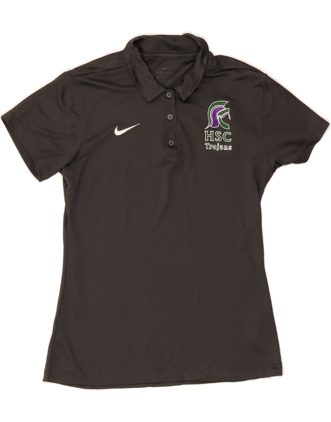 NIKE Womens Dri Fit Graphic Polo Shirt UK 10 Small Black Polyester Vintage Nike and Second-Hand Nike from Messina Hembry 