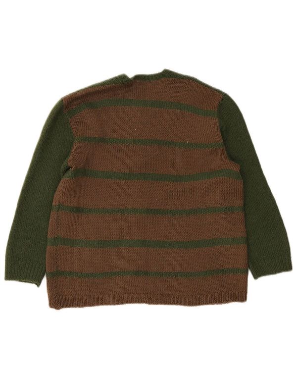 Vintage Mädchen Strickjacke Pullover 11-12 Jahre braun gestreift