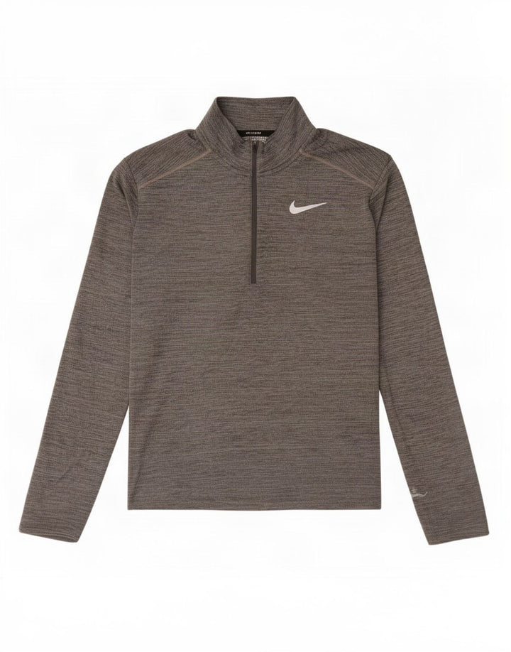 Nike Mens Dri Fit Zip Neck Pullover Tracksuit Top Medium Grey Flecked