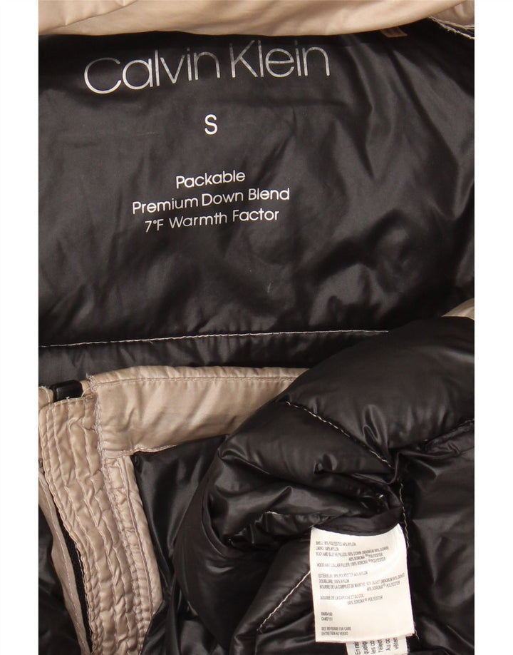 Calvin Klein Womens Hooded Padded Jacket UK 10 Small Beige Polyester