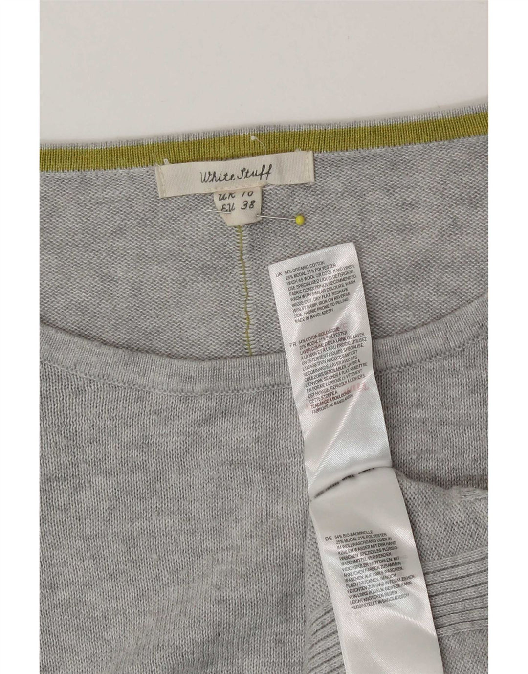 White Stuff Womens Oversized Top Long Sleeve UK 10 Small Grey Colourblock