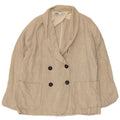 Zara Dame Oversized Double Breasted Blazer Jacket UK 10 Small Beige Linen