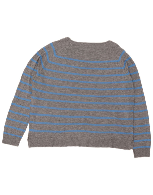 Maglione Zara da donna oversize con scollo a barca UK 16 a righe grandi grigie