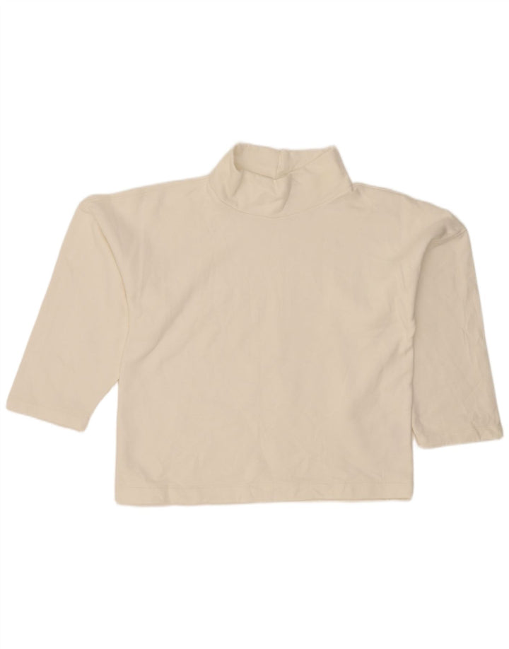 Zara Dame Oversized Top 3/4 ærme UK 10 Small Off White Bomuld