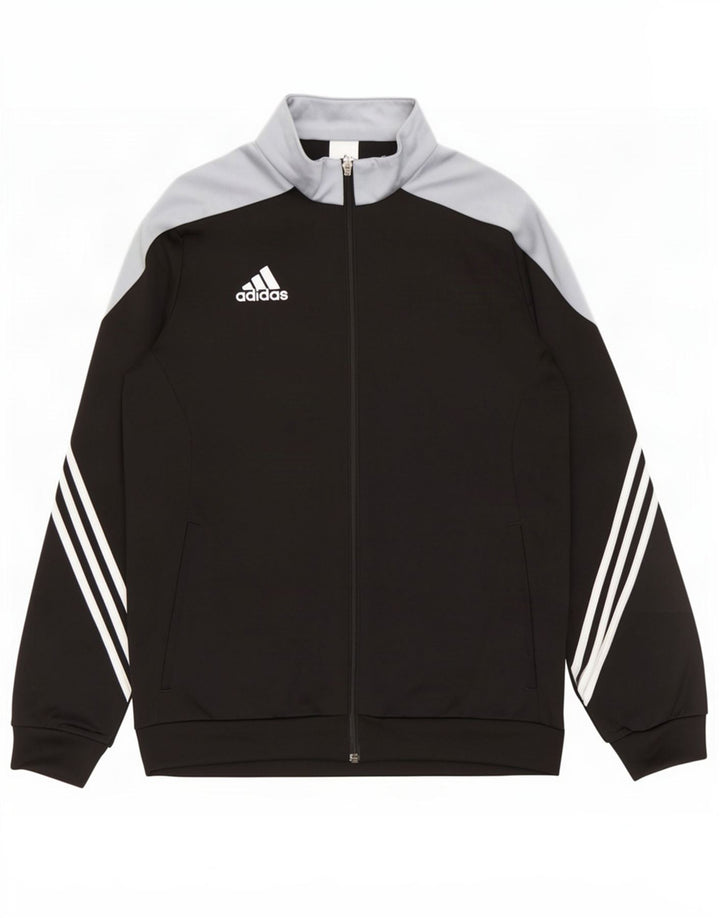 Adidas Mens Tracksuit Top Jacket Large Black Colourblock Polyester