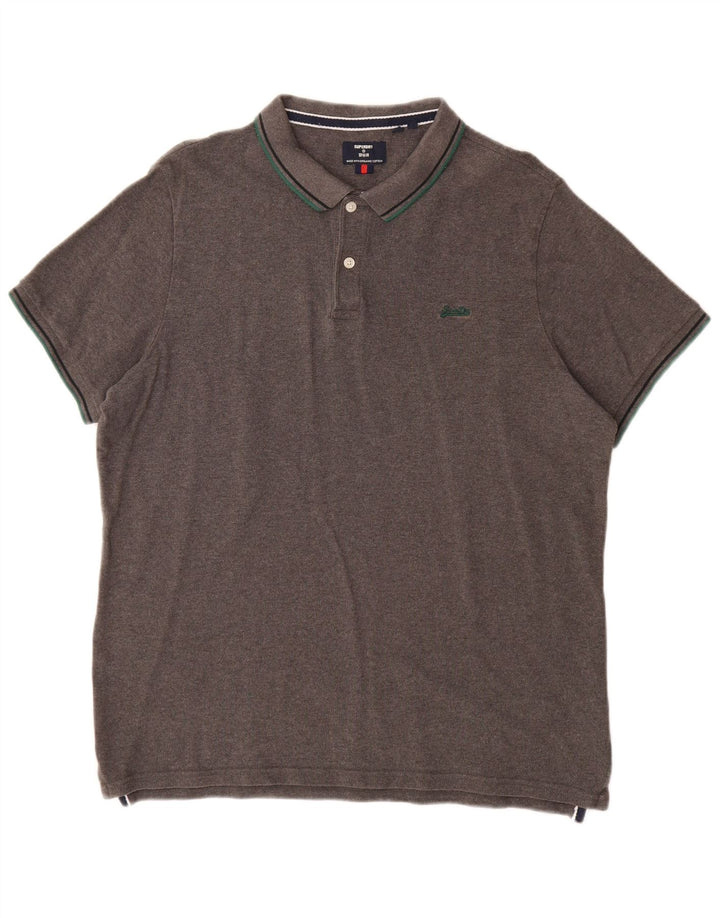 Superdry Mens Polo Shirt 2XL Grey Cotton