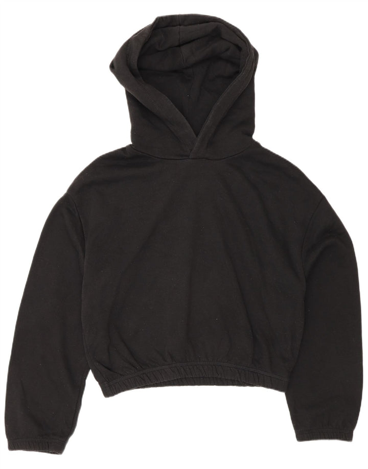 Zara Womens Crop Hoodie Jumper UK 14 Medium Black