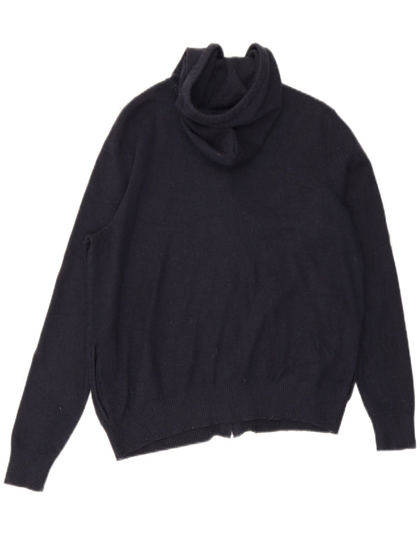 Marks & Spencer Womens Knit Zip Hoodie Sweater UK 12 Medium Navy Blue
