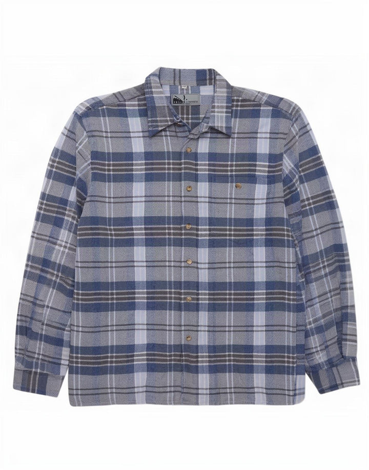 Fellini Mens Flannel Shirt 2XL Blue Check Cotton