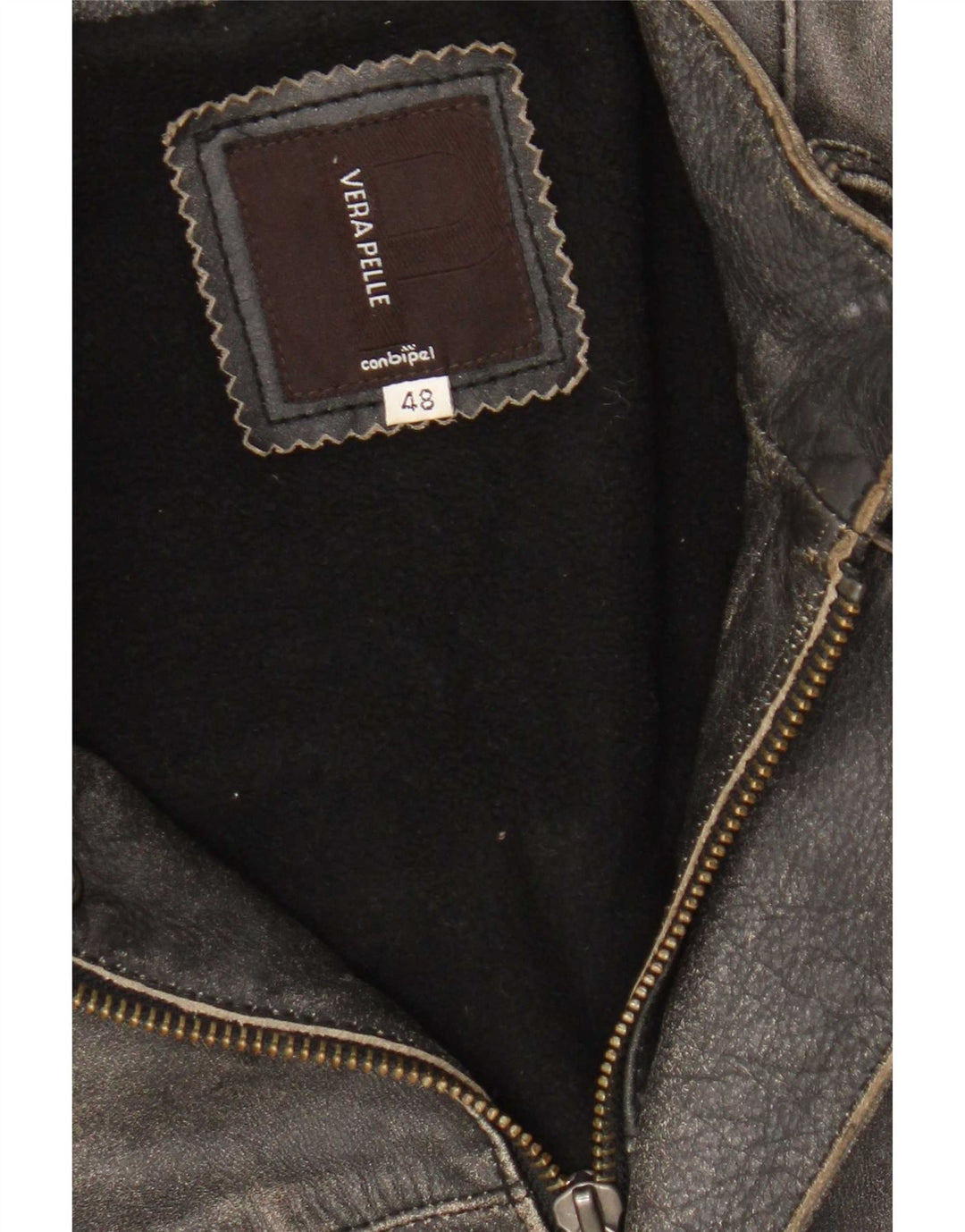 Conbipel Herren Leder Racer Jacke IT 48 Mittelgrau