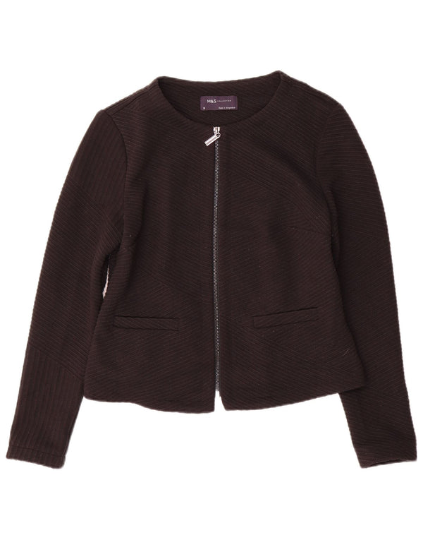 Giacca blazer con zip intera Marks & Spencer da donna UK 10 piccola a righe nere