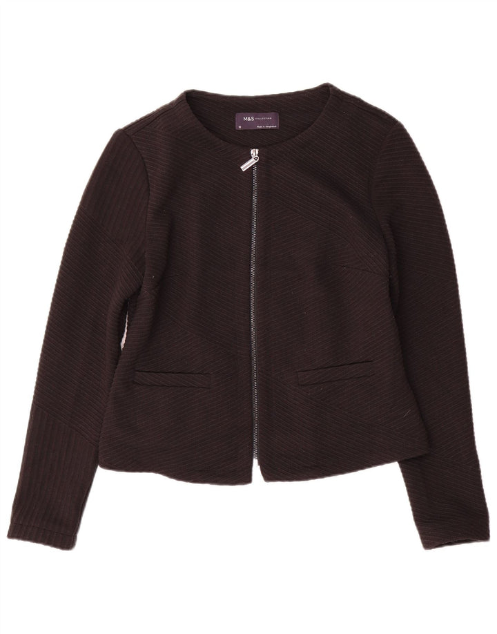 Giacca blazer con zip intera Marks & Spencer da donna UK 10 piccola a righe nere