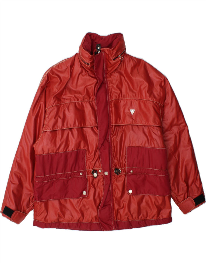 POST CARD Mens Hooded Windbreaker Jacket IT 48 Medium Red Polyester Vintage Post Card and Second-Hand Post Card from Messina Hembry 