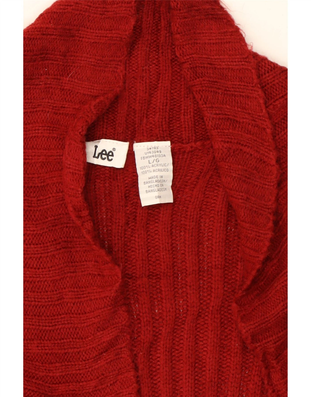 LEE Womens Cardigan Sweater UK 16 Large Red Acrylic Vintage Lee and Second-Hand Lee from Messina Hembry 