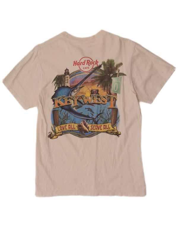 Hard Rock Cafe Herre Key West Grafisk T-Shirt Top Medium Hvid Bomuld