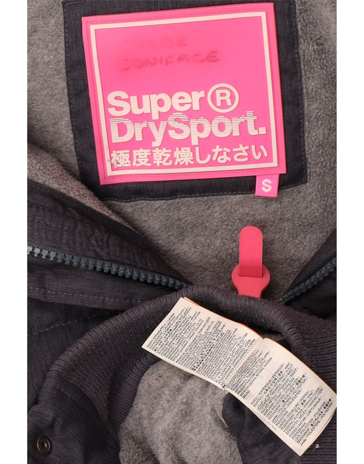 Superdry ženska bomber jakna s kapuljačom, podstavljena jakna UK 8 Mali sivi poliester