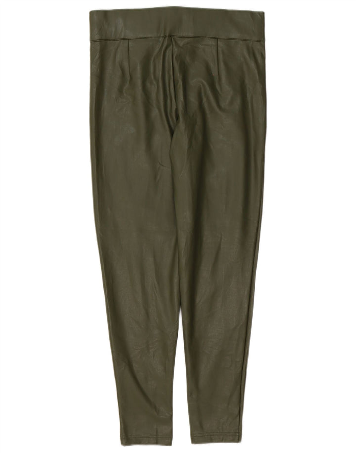 Marks & Spencer Womens Faux Leather Leggings UK 10 Small Green Polyester