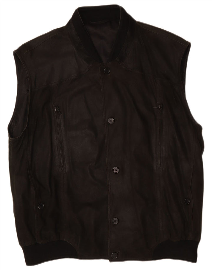 Striwa Herren Lederweste IT 58 4XL Schwarzes Leder