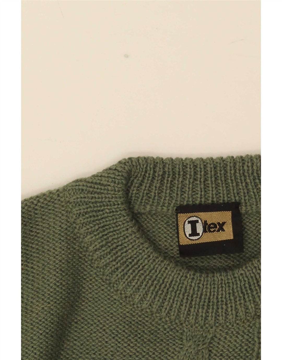 Vintage herre sweater med rund hals IT 50 mellemgrøn
