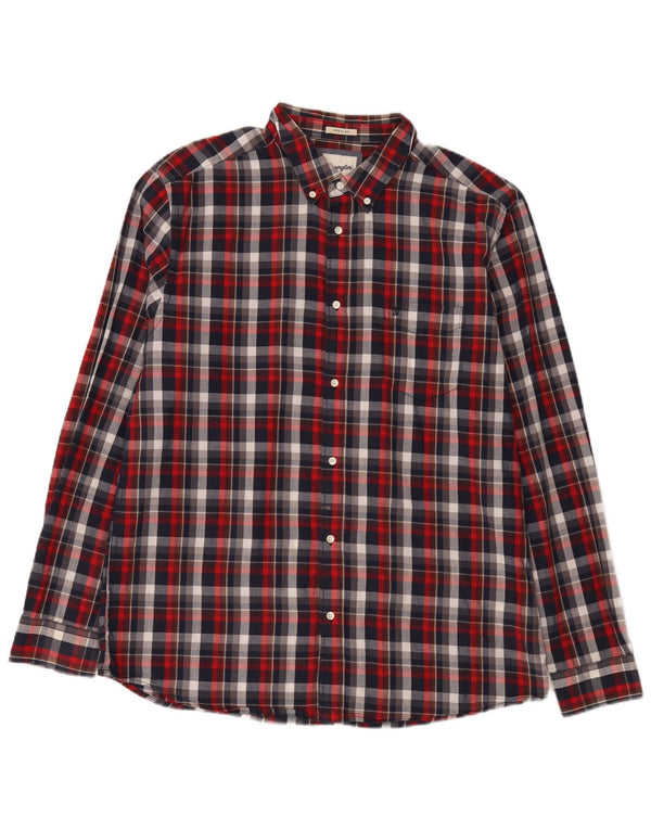 Camicia da uomo in flanella Wrangler XL in cotone scozzese rosso