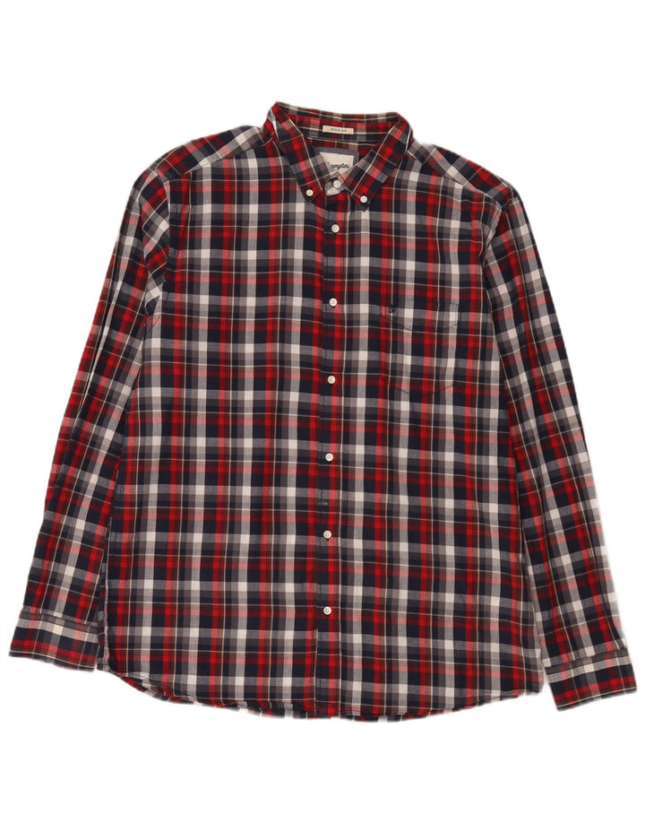 Wrangler Mens Flannel Shirt XL Red Plaid Cotton
