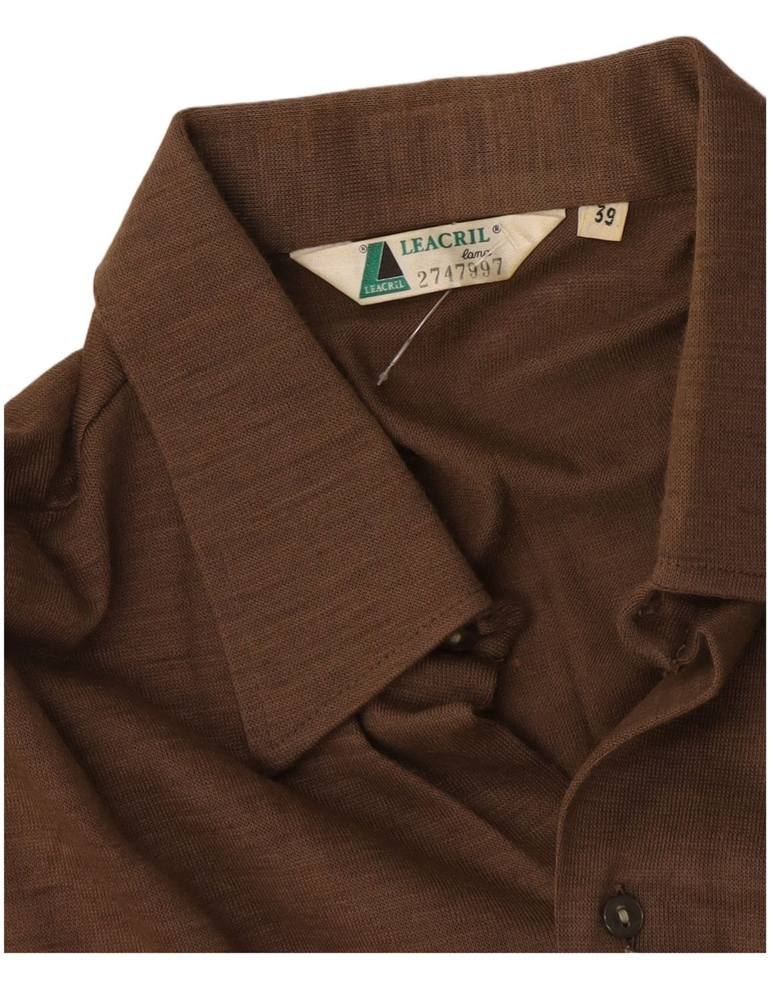 Vintage Mens Shirt Size 39 Medium Brown Wool