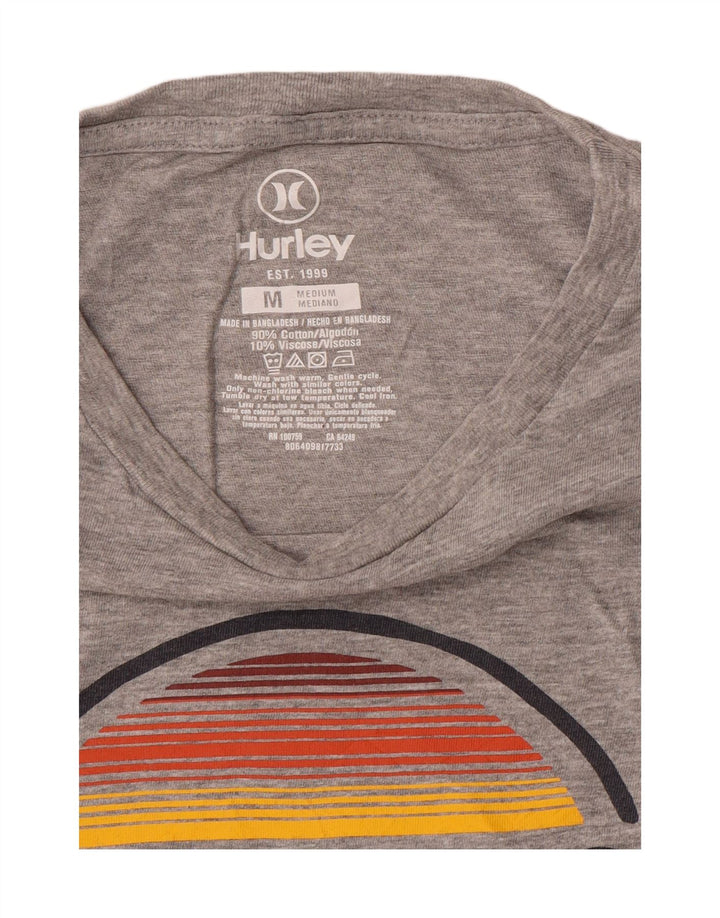 Hurley Mens Graphic T-Shirt Top Medium Grey Cotton