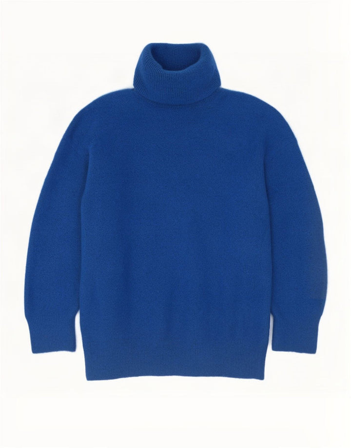 Zara Pull surdimensionné à col roulé pour femme UK 14 Acrylique bleu moyen