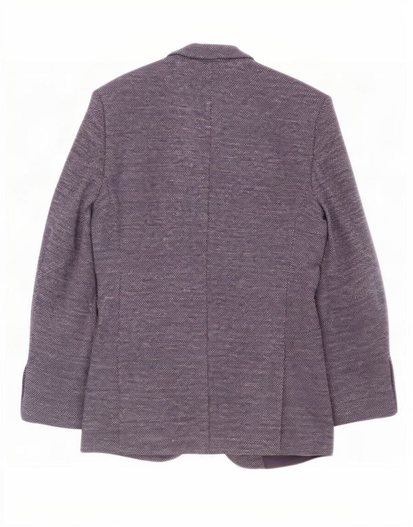 Hugo Boss Veste blazer à 2 boutons pour homme EU 46 Petit coton moucheté bleu marine