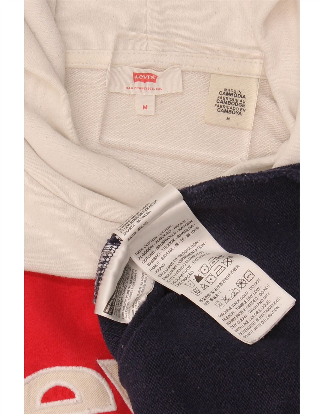 Suéter com capuz gráfico masculino LEVI'S, médio, multicolorido, algodão colorblock
