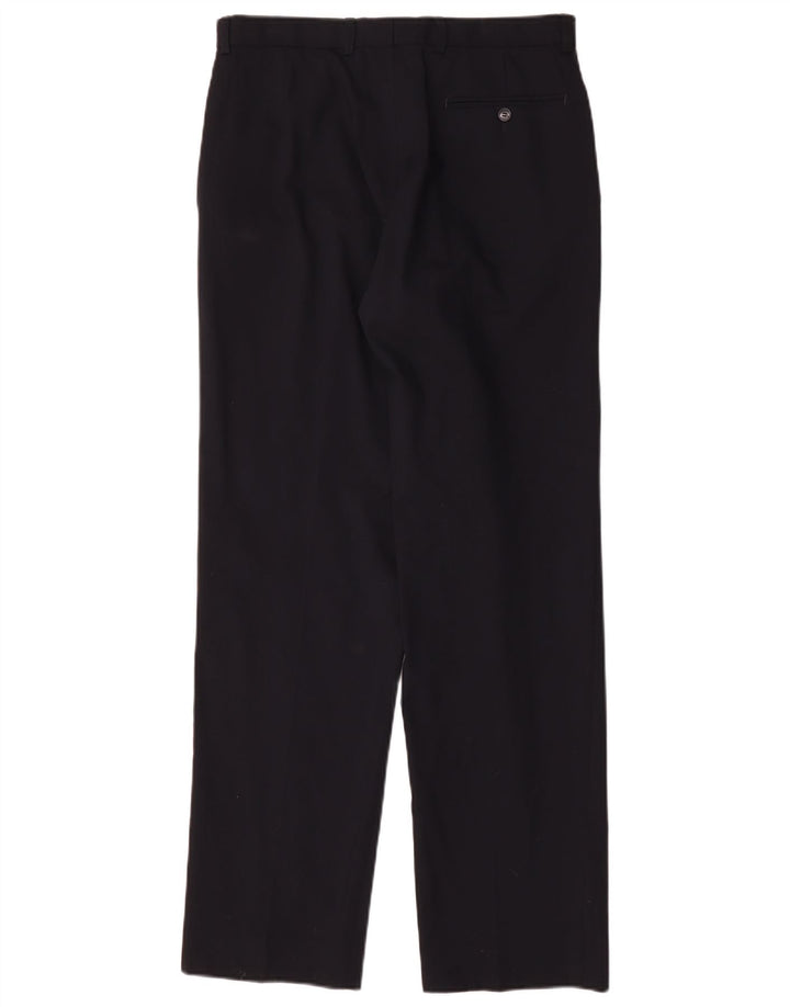 Marks & Spencer Mens Straight Casual Trousers W32 L33 Navy Blue Wool