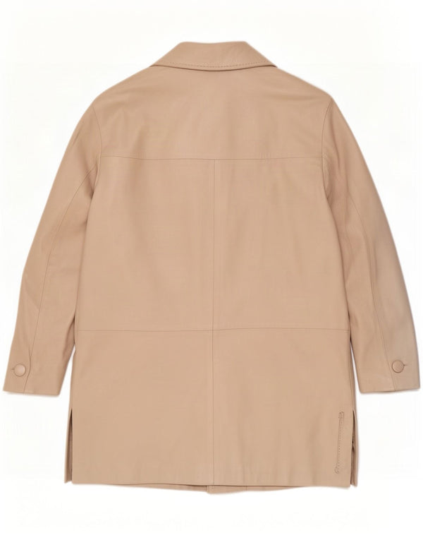 Elekta Womens Leather Coat UK 12 Medium Beige