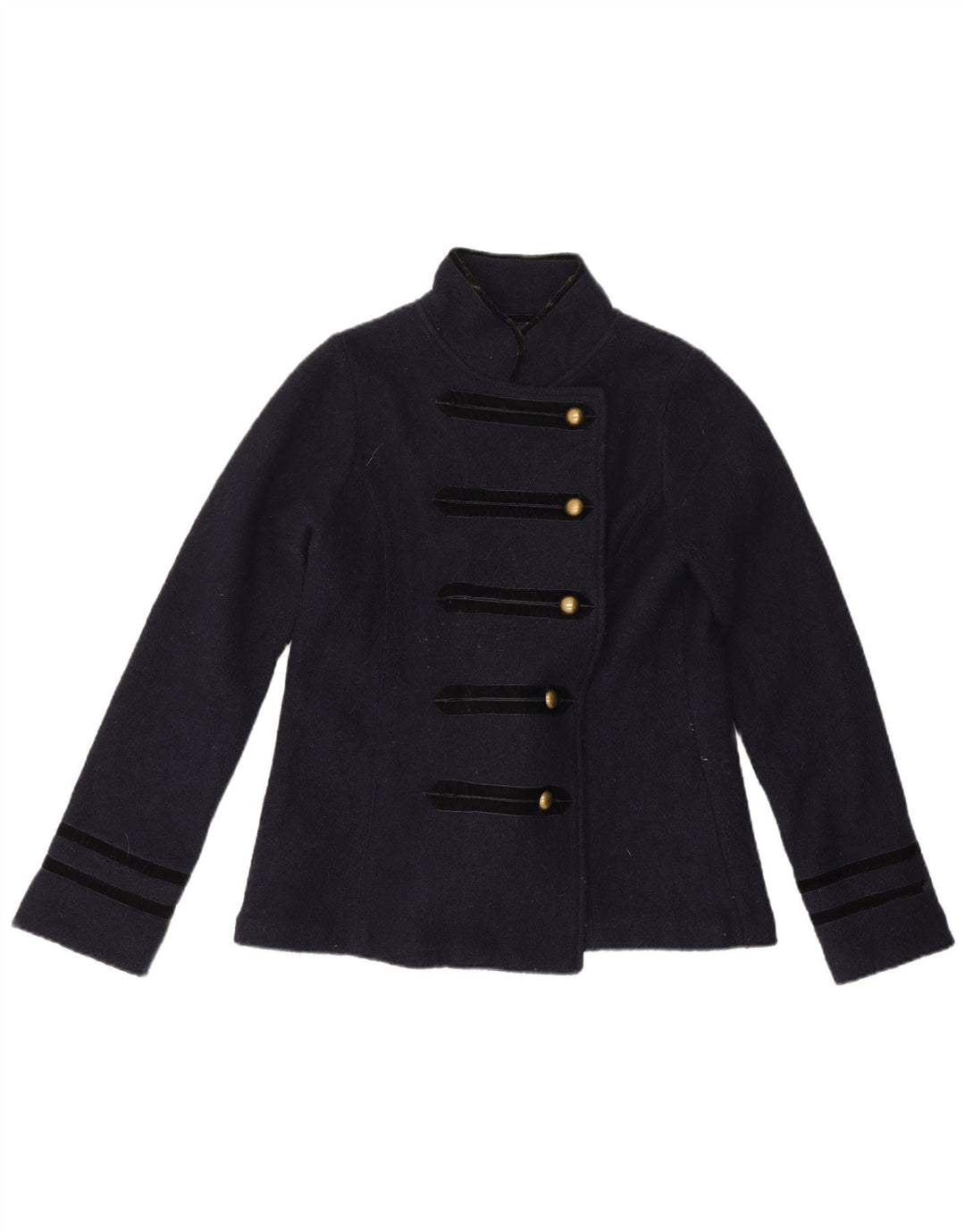 Zara Damen 5-Knopf-Blazerjacke UK 16 Große marineblaue Wolle