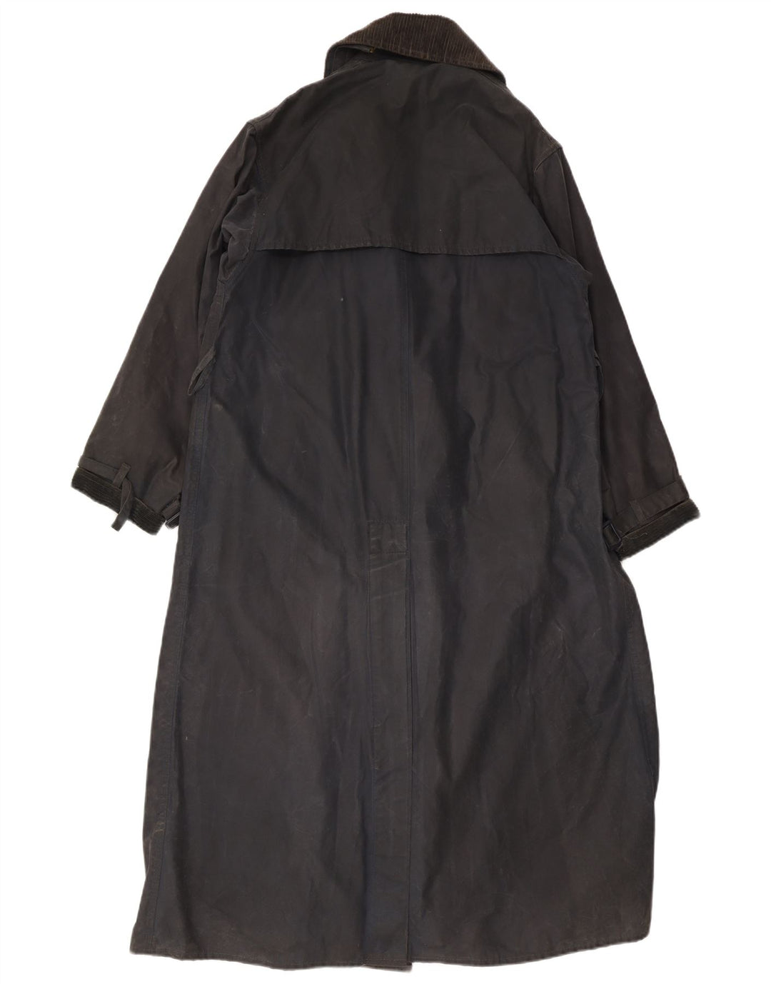 Barbour Womens Waxed Cotton Overcoat UK 12 Medium Navy Blue Cotton