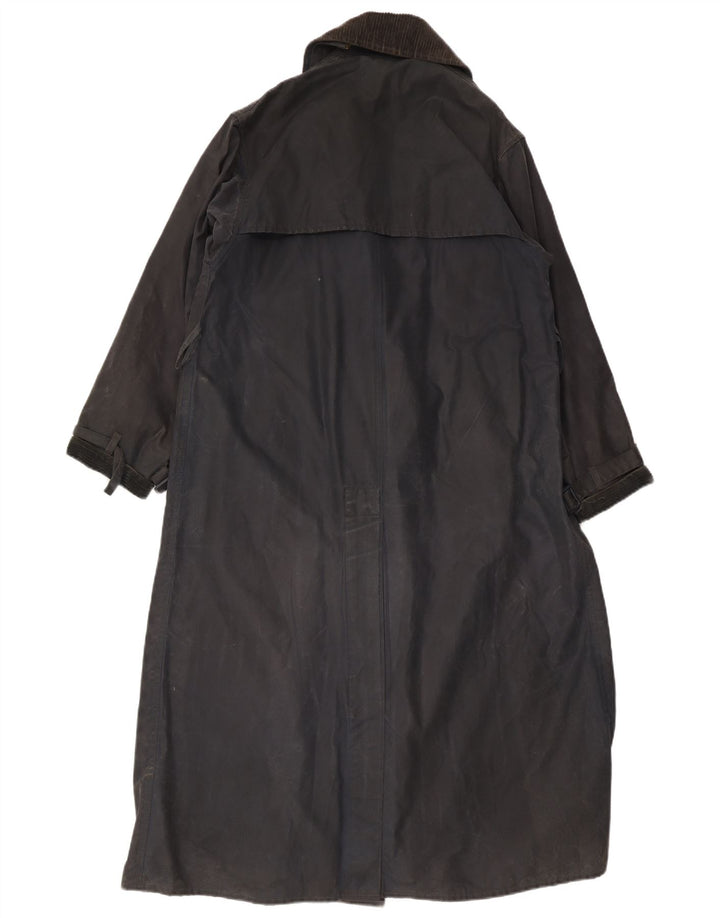 Barbour Womens Waxed Cotton Overcoat UK 12 Medium Navy Blue Cotton