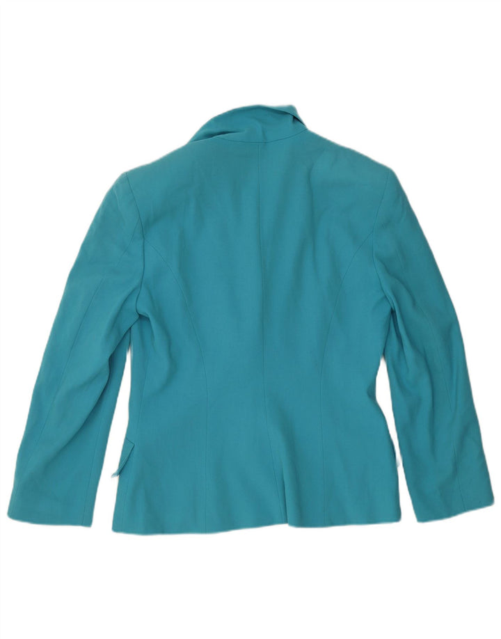 Vintage Dame 1 Knap Blazer Jakke UK 16 Stor Blå Uld