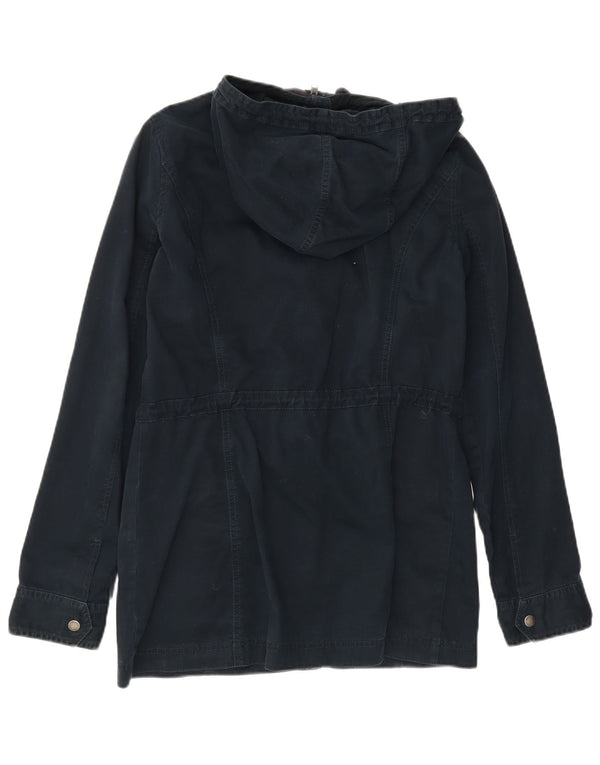 Hollister Dame Hooded Utility Jacket UK 14 Large Navy Blue Cotton