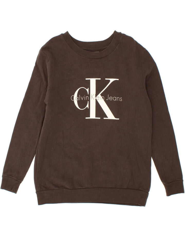 CALVIN KLEIN JEANS Mens Graphic Sweatshirt Jumper Small Grey Cotton Vintage Calvin Klein Jeans and Second-Hand Calvin Klein Jeans from Messina Hembry 