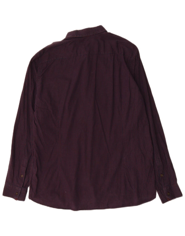 Camicia da uomo Ted Baker taglia 6 2XL cotone a quadretti viola
