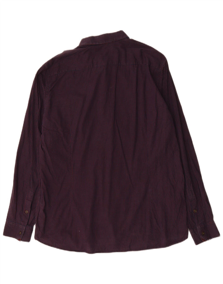 Camisa masculina Ted Baker tamanho 6 2XL algodão guingão roxo