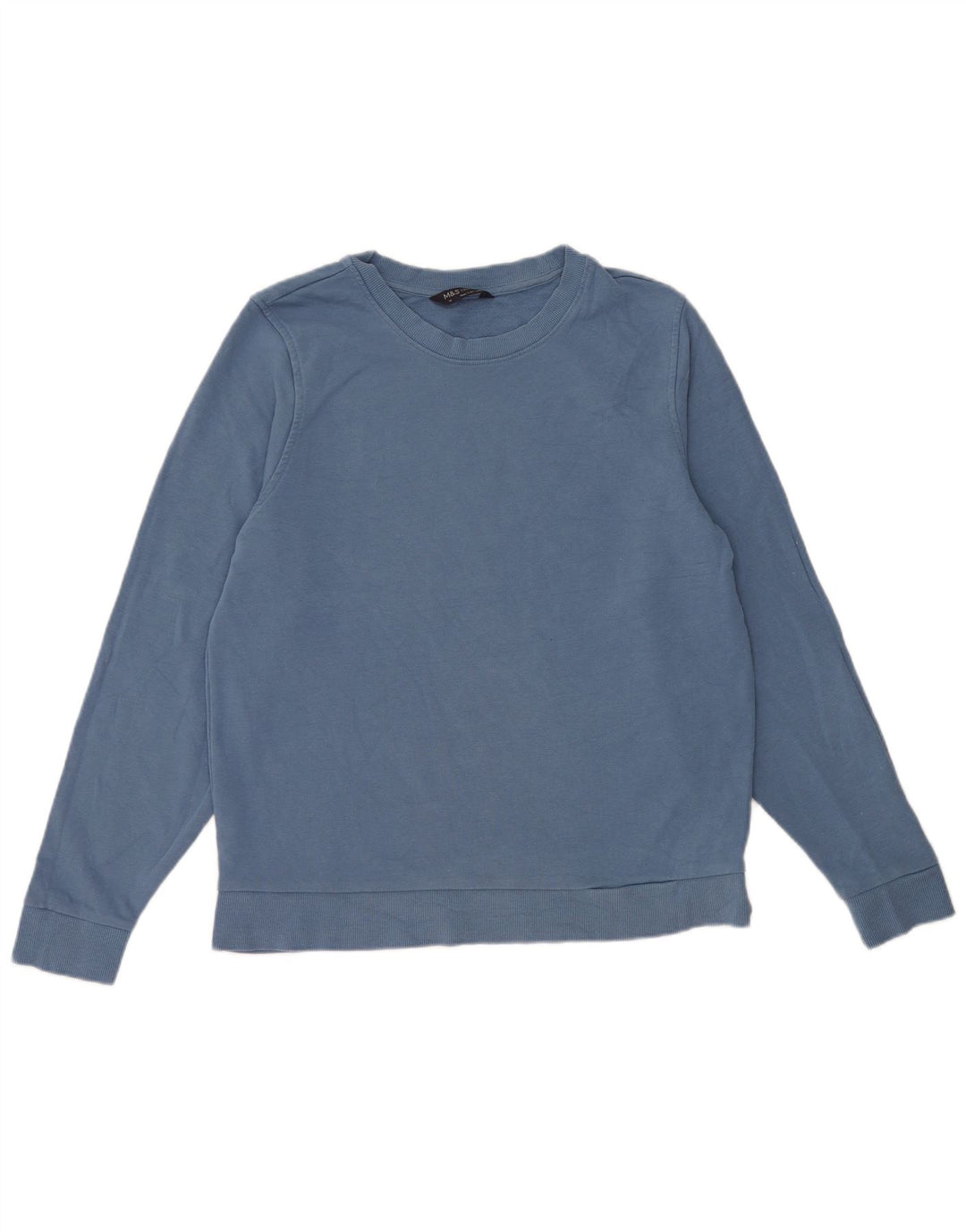 Marks & Spencer Dame Sweatshirt Jumper UK 14 Medium Blue Bomuld