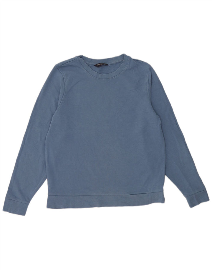 Marks & Spencer Dame Sweatshirt Jumper UK 14 Medium Blue Bomuld