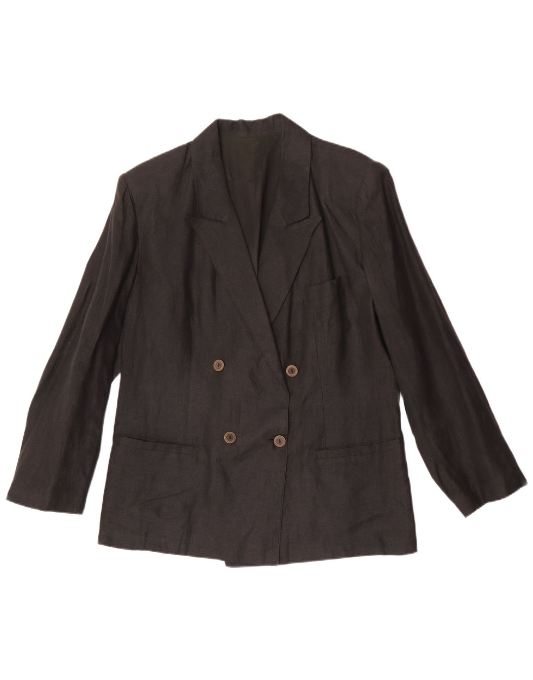 Jaqueta blazer feminina vintage com peito duplo IT 48 XL linho cinza