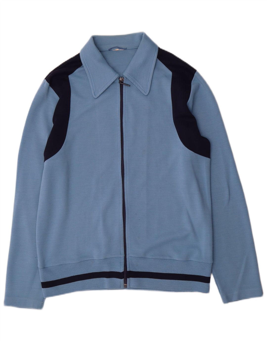 vintage Mens Survêtement Top Veste Bleu Moyen Colourblock