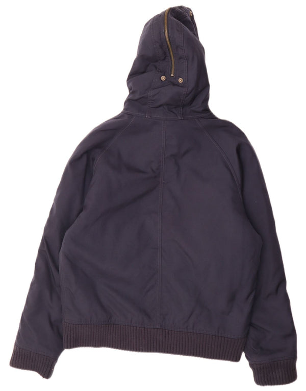 Woolrich Mens Hooded Bomber Jacket UK 38 Medium Navy Blue Nylon