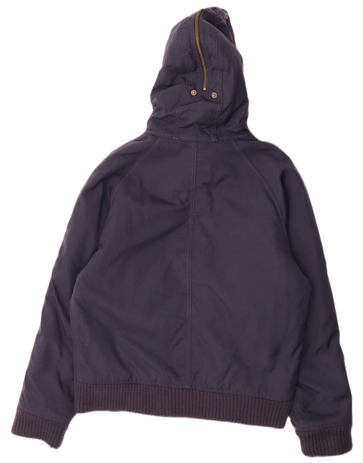 Woolrich Herre Hooded Bomber Jacket UK 38 Medium Navy Blue Nylon