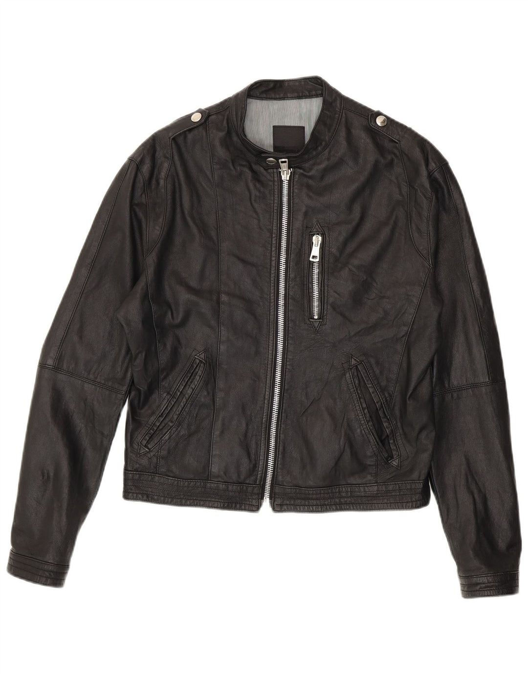 Imperial Womens Military Leather Jacket IT 48 XL Black