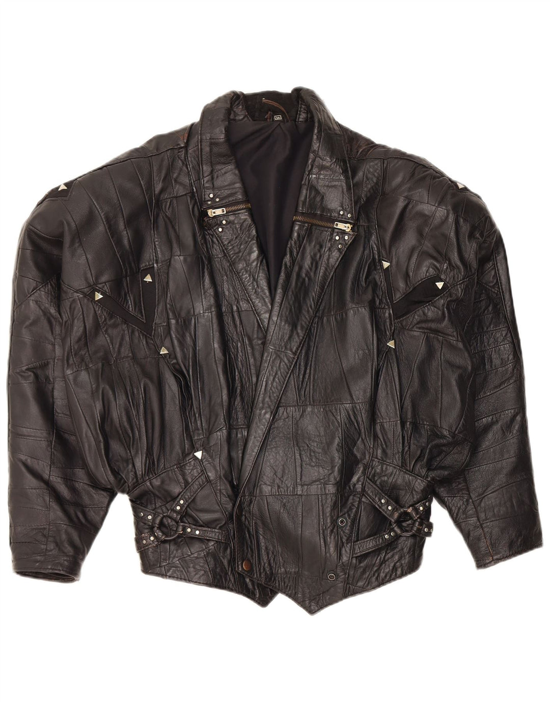 Vintage kvinde bomber læderjakke UK 12 Medium sort læder