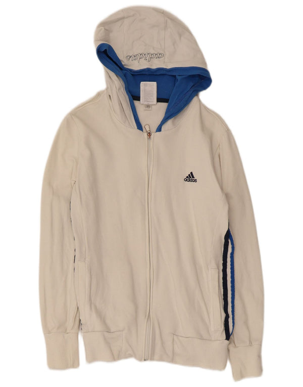 Adidas Dame Grafisk Hættetrøje Sweater UK 12 Medium White Colourblock