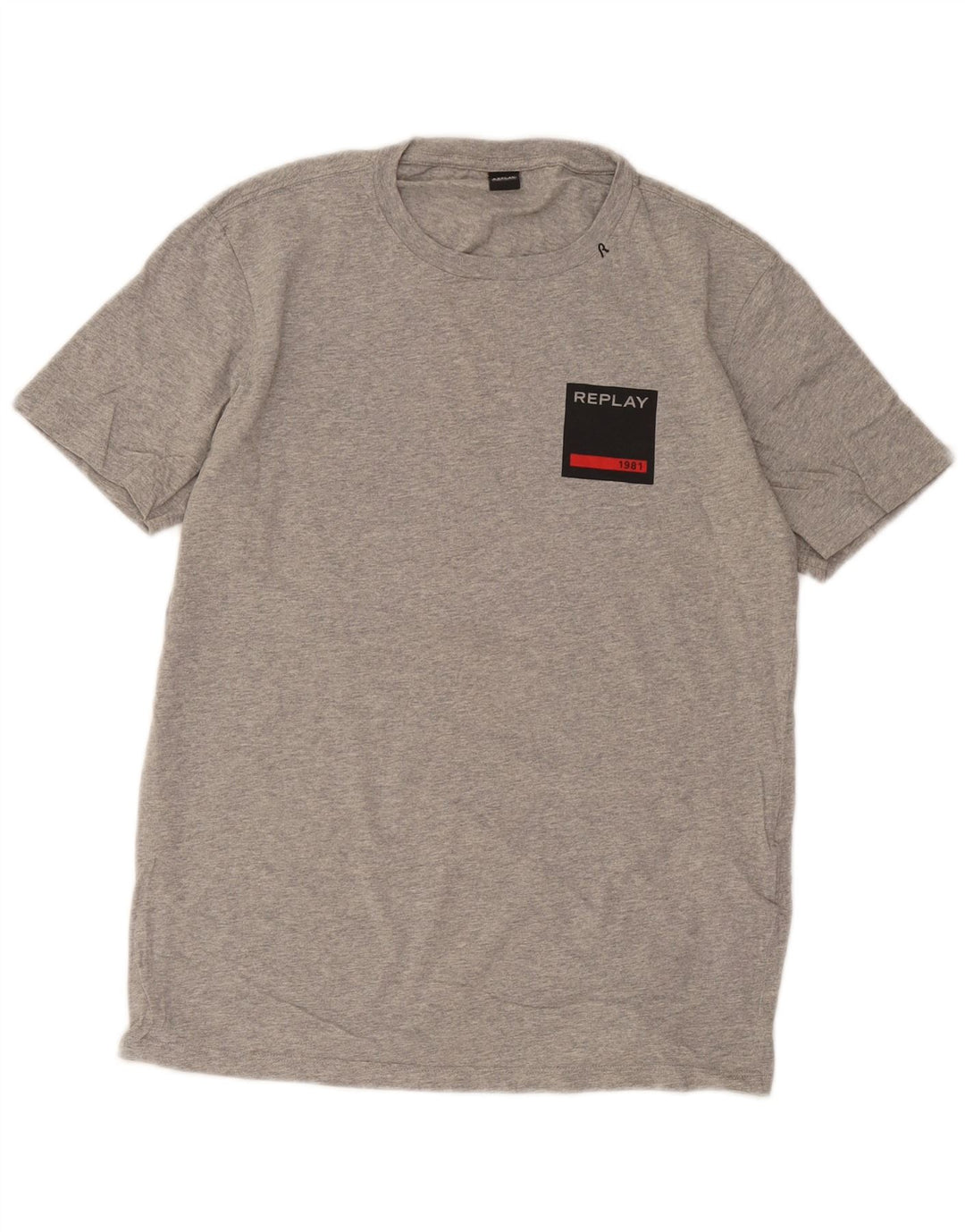Replay Mens T-Shirt Top Large Grey Flecked Cotton